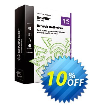 Dr.Web Anti-Virus (without Tech support) Coupon, discount Dr.Web Anti-Virus without technical support wonderful discounts code 2022. Promotion: wonderful discounts code of Dr.Web Anti-Virus without technical support 2022