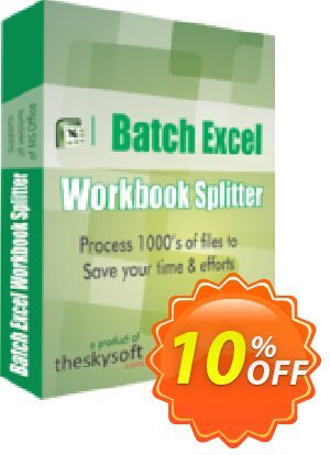 TheSkySoft Batch Excel Workbook Splitter Coupon, discount 10%Discount. Promotion: awful deals code of Batch Excel Workbook Splitter 2024