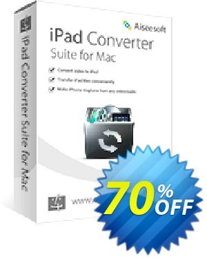 Aiseesoft iPad Converter Suite for Mac Coupon, discount 40% Aiseesoft. Promotion: 40% Off for All Products of Aiseesoft