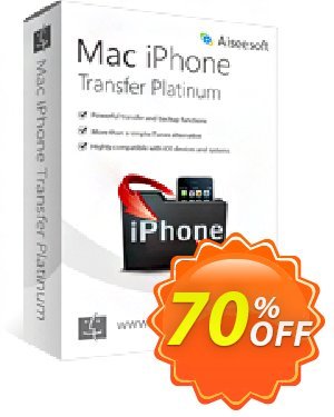 Aiseesoft Mac iPhone Transfer Platinum Coupon, discount 40% Aiseesoft. Promotion: 