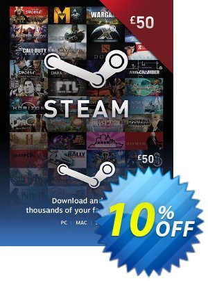 Steam Wallet Top-up £50 GBP割引コード・Steam Wallet Top-up £50 GBP Deal キャンペーン:Steam Wallet Top-up £50 GBP Exclusive offer for iVoicesoft