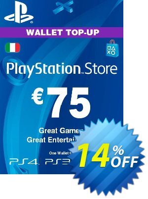 Playstation Network (PSN) Card - 75 EUR (Italy) offering deals Playstation Network (PSN) Card - 75 EUR (Italy) Deal. Promotion: Playstation Network (PSN) Card - 75 EUR (Italy) Exclusive offer 