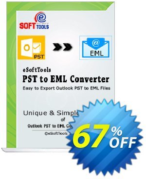 eSoftTools PST to EML Converter Coupon, discount Coupon code eSoftTools PST to EML Converter - Personal License. Promotion: eSoftTools PST to EML Converter - Personal License offer from eSoftTools Software