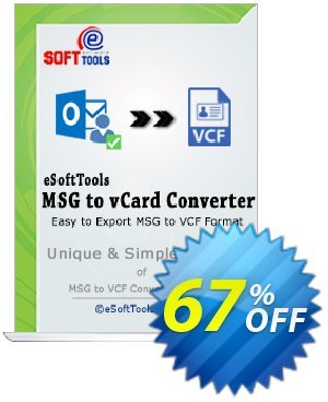 eSoftTools MSG to vCard Converter Coupon, discount Coupon code eSoftTools MSG to vCard Converter - Personal License. Promotion: eSoftTools MSG to vCard Converter - Personal License offer from eSoftTools Software