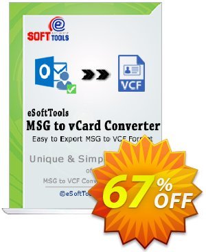 eSoftTools MSG to vCard Converter - Techcnician License Coupon, discount Coupon code eSoftTools MSG to vCard Converter - Techcnician License. Promotion: eSoftTools MSG to vCard Converter - Techcnician License offer from eSoftTools Software