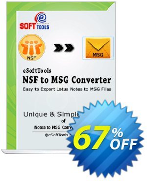 eSoftTools NSF to MSG Converter - Corporate License Coupon, discount Coupon code eSoftTools NSF to MSG Converter - Corporate License. Promotion: eSoftTools NSF to MSG Converter - Corporate License offer from eSoftTools Software