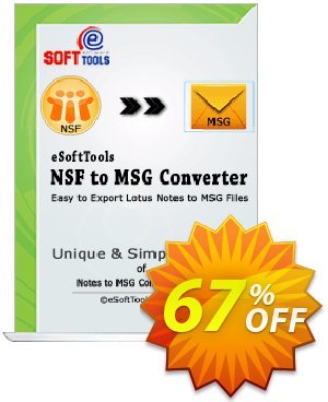 eSoftTools NSF to MSG Converter - Technician License Coupon, discount Coupon code eSoftTools NSF to MSG Converter - Technician License. Promotion: eSoftTools NSF to MSG Converter - Technician License offer from eSoftTools Software