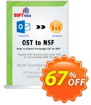 eSoftTools OST to NSF Converter - Enterprise License Coupon, discount Coupon code eSoftTools OST to NSF Converter - Enterprise License. Promotion: eSoftTools OST to NSF Converter - Enterprise License offer from eSoftTools Software