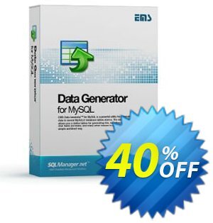 EMS Data Generator for MySQL (Business) + 1 Year Maintenance offering discount Coupon code EMS Data Generator for MySQL (Business) + 1 Year Maintenance. Promotion: EMS Data Generator for MySQL (Business) + 1 Year Maintenance Exclusive offer 