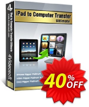 4Videosoft iPad to Computer Transfer Ultimate Coupon, discount 4Videosoft iPad to Computer Transfer Ultimate wondrous promo code 2022. Promotion: wondrous promo code of 4Videosoft iPad to Computer Transfer Ultimate 2022