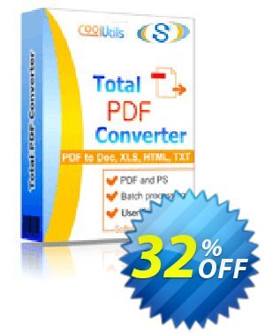 Coolutils Total PDF Converter割引コード・30% OFF JoyceSoft キャンペーン: