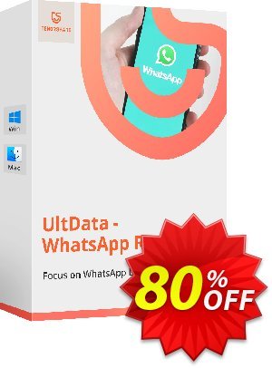Tenorshare UltData WhatsApp Recovery for MAC (1 Year) Coupon discount 80% OFF Tenorshare UltData WhatsApp Recovery for MAC (1 Year), verified