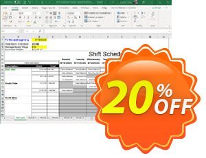 Shift Scheduler Spreadsheet for Excel 優惠券，折扣碼 Shift Scheduler Spreadsheet for Excel Hottest sales code 2024，促銷代碼: Hottest sales code of Shift Scheduler Spreadsheet for Excel 2024