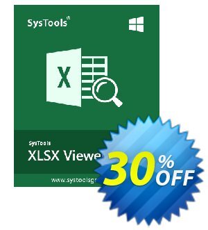 SysTools XLSX Viewer Pro Coupon, discount Celebrate this spring season with SysTools and grab the best offers. Get 25% Off on all Software. Promotion: Awful promotions code of SysTools XLSX Viewer Pro 2024