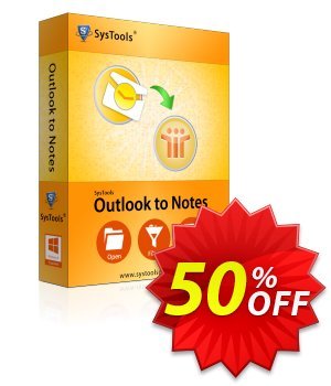 SysTools Outlook to Notes Converter Coupon, discount 50% OFF SysTools Outlook to Notes, verified. Promotion: Awful sales code of SysTools Outlook to Notes, tested & approved