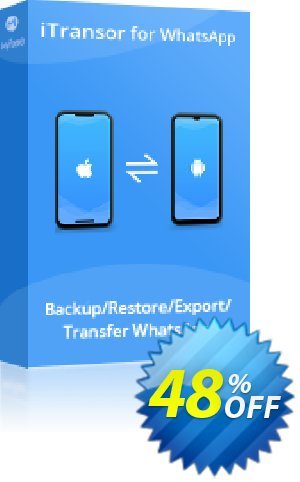 iTransor for WhatsApp (Unlimited/Lifetime) Coupon, discount 48% OFF iTransor for WhatsApp (Unlimited/Lifetime), verified. Promotion: Awful offer code of iTransor for WhatsApp (Unlimited/Lifetime), tested & approved