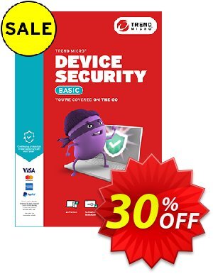Trend Micro Device Security Basic offering sales 30% OFF Trend Micro Device Security Basic, verified. Promotion: Wondrous sales code of Trend Micro Device Security Basic, tested & approved