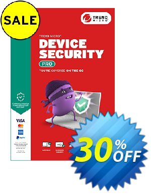 Trend Micro Device Security Pro offering sales 30% OFF Trend Micro Device Security Basic, verified. Promotion: Wondrous sales code of Trend Micro Device Security Basic, tested & approved