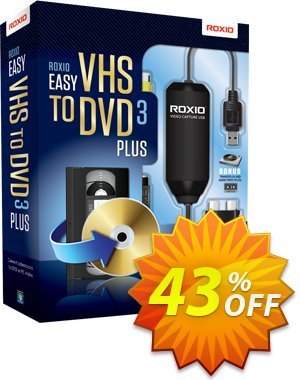 Roxio Easy VHS to DVD 3 Plus 優惠券，折扣碼 43% OFF Easy VHS to DVD 3 Plus, verified，促銷代碼: Excellent discounts code of Easy VHS to DVD 3 Plus, tested & approved