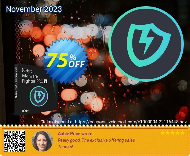 IObit Malware Fighter 9 PRO with Gift Pack discount 75% OFF, 2022 New Year's eve offering sales. 75% OFF IObit Malware Fighter 9 PRO with Gift Pack, verified