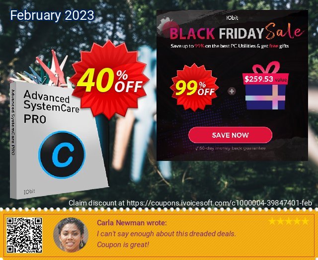 2022 IObit Black Friday Pack 4 Item Bundle (3 PCs) discount 40% OFF, 2022 End year offering sales. 2022 IObit Black Friday Pack - 4 Item Bundle (3 PCs) - Exclusive Staggering deals code 2022