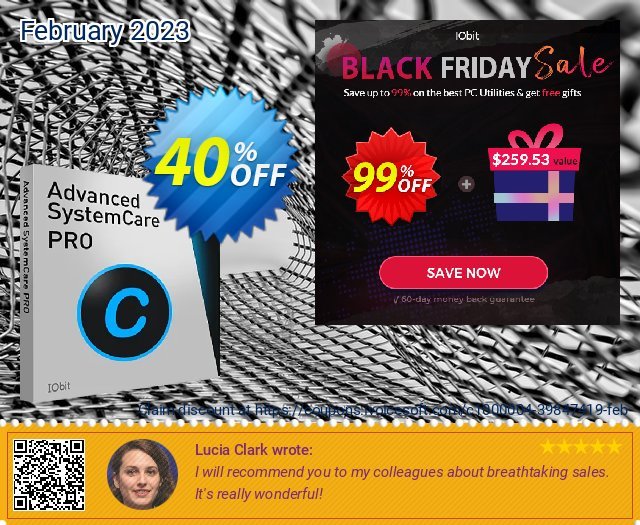 2022 IObit Black Friday Pack 6 Item Bundle (3 PCs) discount 40% OFF, 2022 Christmas & New Year offering sales. 2022 IObit Black Friday Pack - 6 Item Bundle (3 PCs) - Exclusive Exclusive discounts code 2022