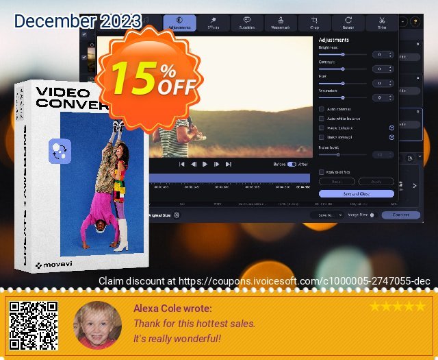 Movavi Video Converter for Mac discount 15% OFF, 2022 Women Day offering sales. 15% OFF Movavi Video Converter for Mac, verified