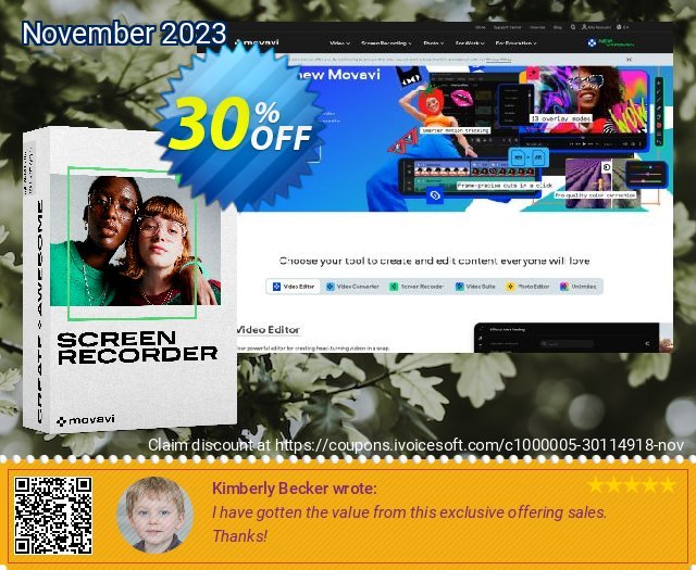 Movavi Screen Recorder Business 1-year License discount 30% OFF, 2023 Rose Day sales. Movavi Screen Recorder Business – 1 year subscription Wondrous promotions code 2023