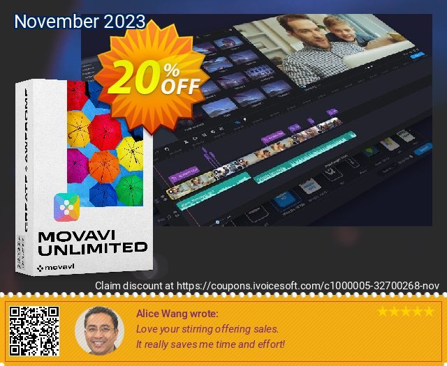 Movavi Unlimited for MAC discount 20% OFF, 2024 Library Lovers Month deals. 20% OFF Movavi Unlimited for MAC 1-year, verified