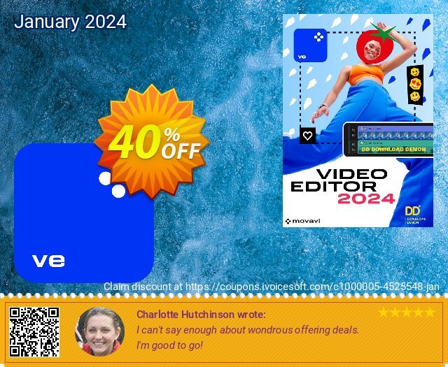Movavi Video Editor Lifetime License discount 40% OFF, 2023 World Photo Day offering sales. 40% OFF Movavi Video Editor, verified
