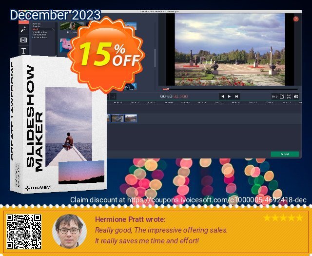 Movavi Slideshow Maker for Mac  - Business discount 15% OFF, 2022 World UFO Day offering sales. 15% Affiliate Discount