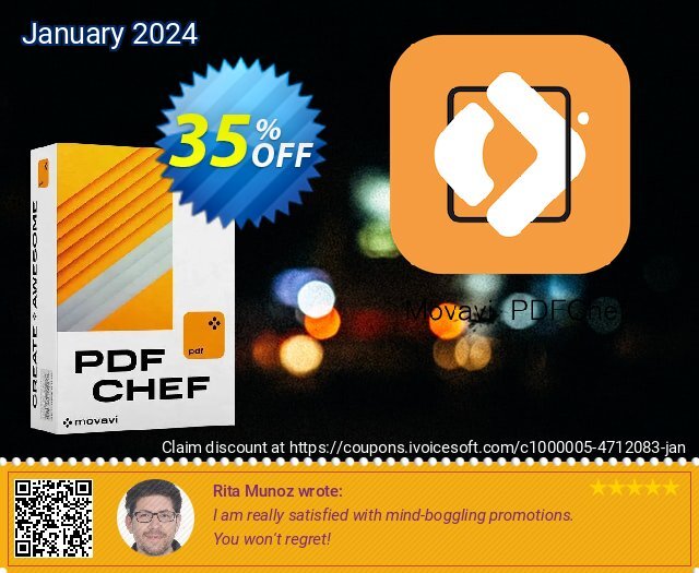 PDFChef by Movavi Lifetime discount 35% OFF, 2023 New Year's eve offering sales. Movavi PDF Editor formidable sales code 2023