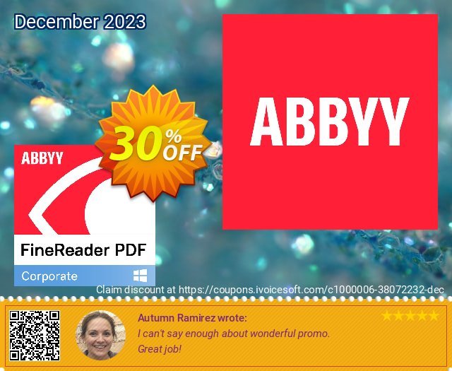 ABBYY FineReader PDF 15 Corporate Monthly subscription discount 30% OFF, 2023 Hug Day discounts. 30% OFF ABBYY FineReader PDF 15 Corporate Monthly subscription, verified