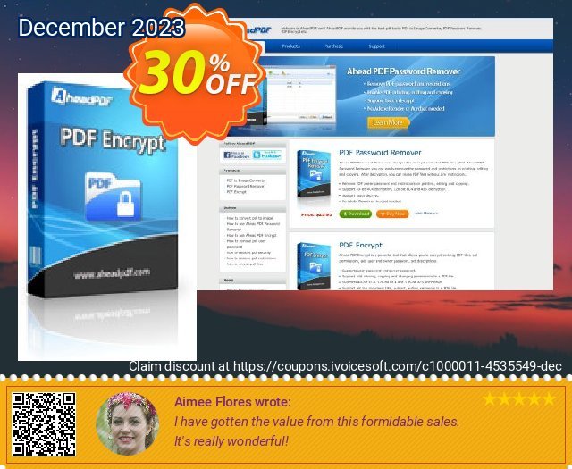 Ahead PDF Encrypt discount 30% OFF, 2022 Happy New Year promo. Ahead PDF Encrypt - Single-User License exclusive promotions code 2022