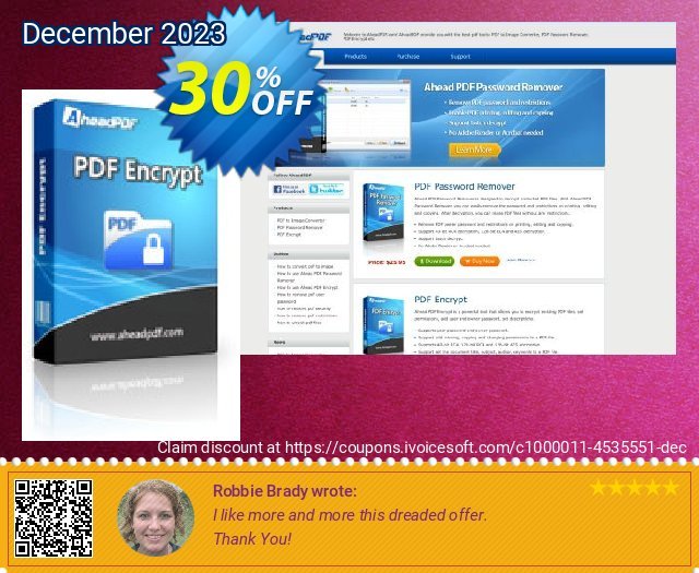 Ahead PDF Encrypt - Multi-User License (5 Users) discount 30% OFF, 2022 Working Day offering sales. Ahead PDF Encrypt - Multi-User License (Up to 5 Users) wonderful deals code 2022