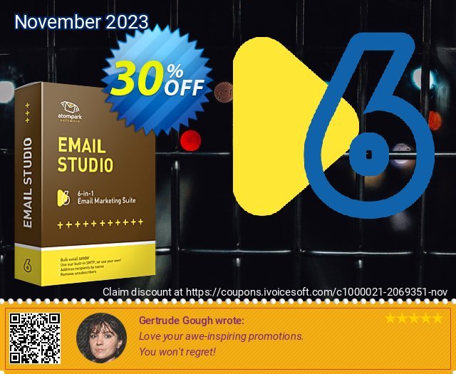 Atomic Email Studio discount 30% OFF, 2022 Global Running Day offering sales. 30% OFF Atomic Email Studio, verified