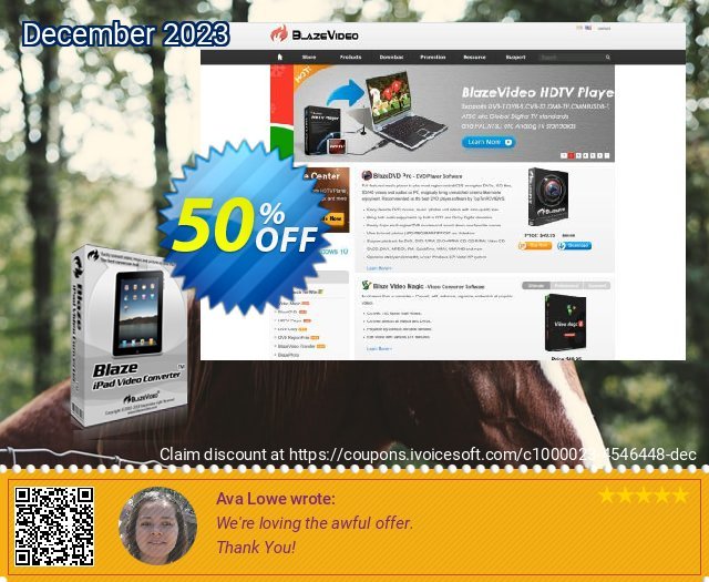 BlazeVideo iPad Video Converter discount 50% OFF, 2024 Int' Nurses Day offering sales. Save 50% Off