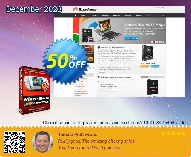 BlazeVideo DVD to 3GP Converter discount 50% OFF, 2024 April Fools' Day offering sales. Save 50% Off