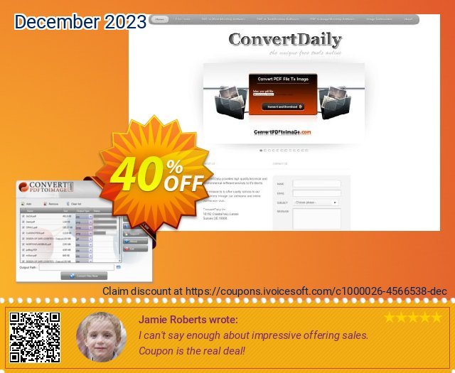 Convert PDF to Image Desktop Software 惊人的 优惠券 软件截图