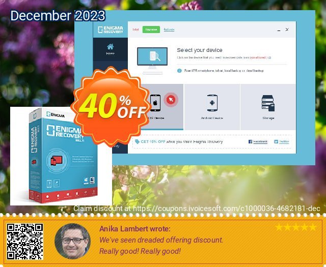 Enigma Recovery Multi (1 Year) discount 40% OFF, 2022 Working Day offering sales. Enigma Recovery - Personal Multi Device (1 Year) Stirring offer code 2022