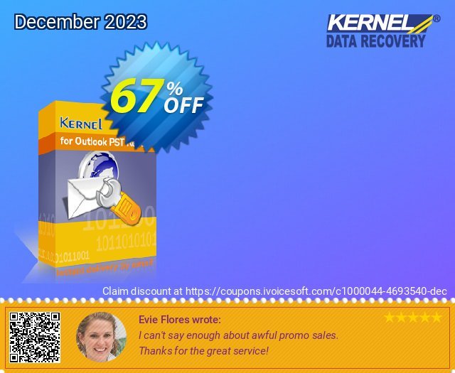 Kernel for Outlook PST Repair wunderschön Promotionsangebot Bildschirmfoto