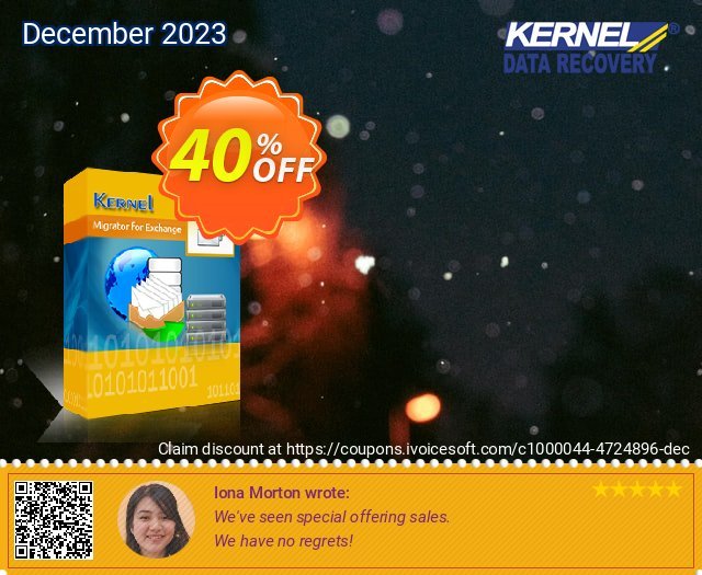 Kernel Migrator for Exchange Express (500 Mailboxes) discount 40% OFF, 2024 April Fools' Day offering sales. Kernel Migrator for Exchange - Express Edition (251 - 500 Mailboxes) Super discount code 2024