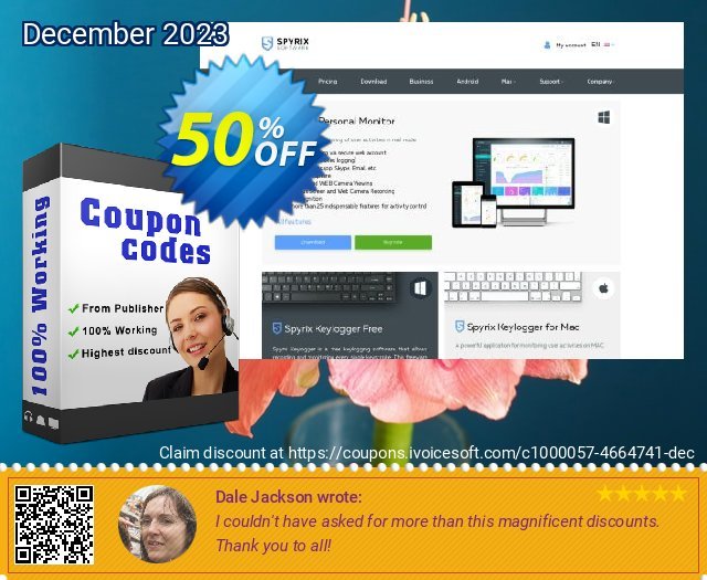 Spyrix Personal Monitor PRO discount 50% OFF, 2024 Working Day offering sales. Discount 50%