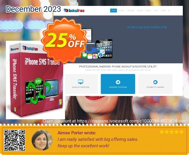 Backuptrans iPhone SMS Transfer (Business Edition) tersendiri promo Screenshot