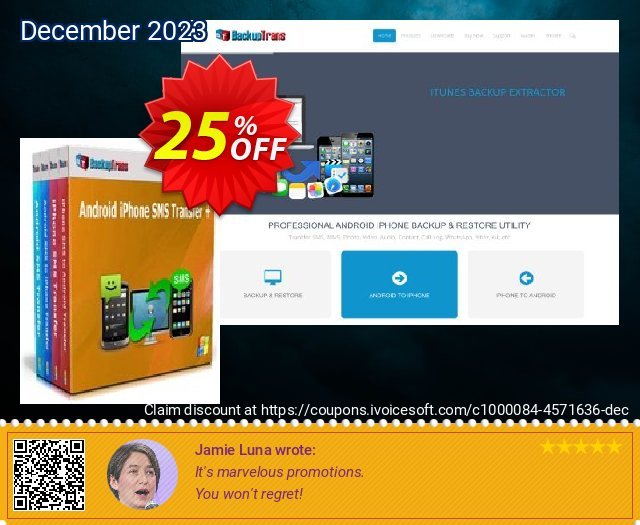 Backuptrans Android iPhone SMS Transfer + discount 25% OFF, 2024 April Fools' Day offering sales. Holiday Deals