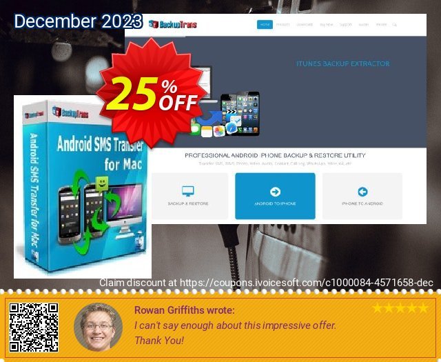 Backuptrans Android SMS Transfer for Mac (Business Edition) Exzellent Außendienst-Promotions Bildschirmfoto