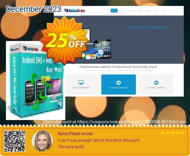 Backuptrans Android SMS + MMS Transfer for Mac (Business Edition) Exzellent Außendienst-Promotions Bildschirmfoto