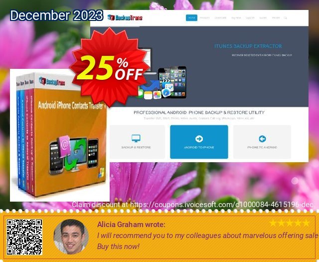 Backuptrans Android iPhone Contacts Transfer discount 25% OFF, 2024 April Fools' Day discount. Holiday Deals