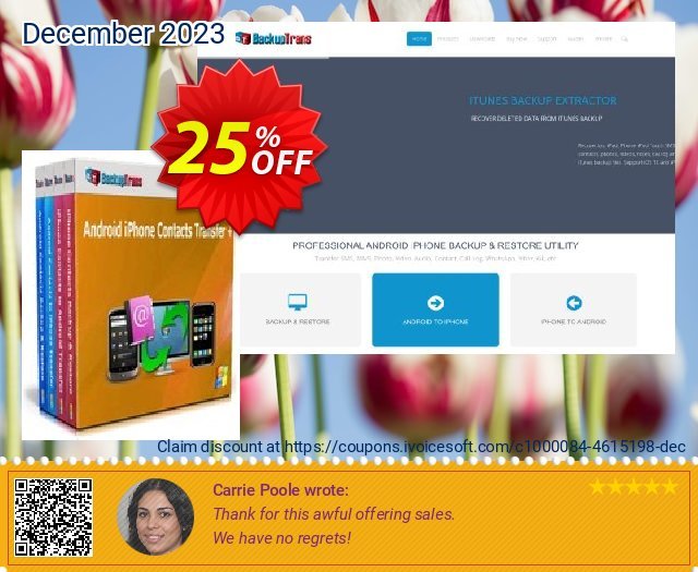 Backuptrans Android iPhone Contacts Transfer + (Business Edition) discount 25% OFF, 2024 Int' Nurses Day offering deals. Holiday Deals