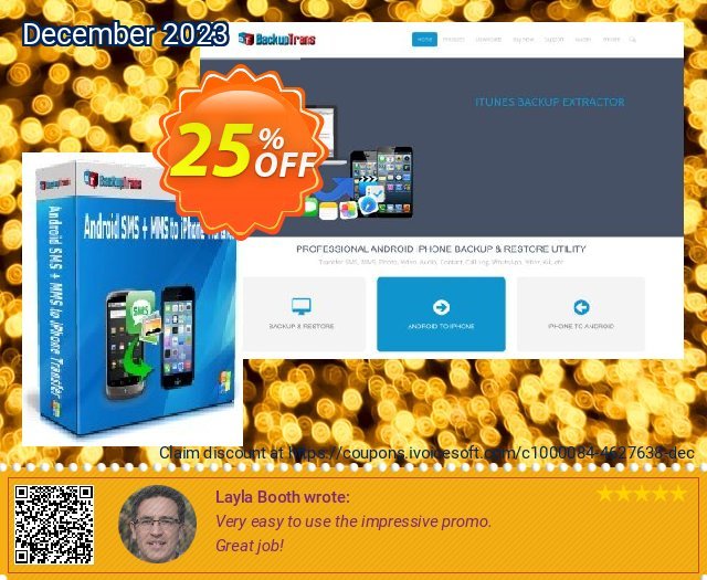 Backuptrans Android SMS + MMS to iPhone Transfer (Family Edition) discount 25% OFF, 2024 Int' Nurses Day deals. Holiday Deals
